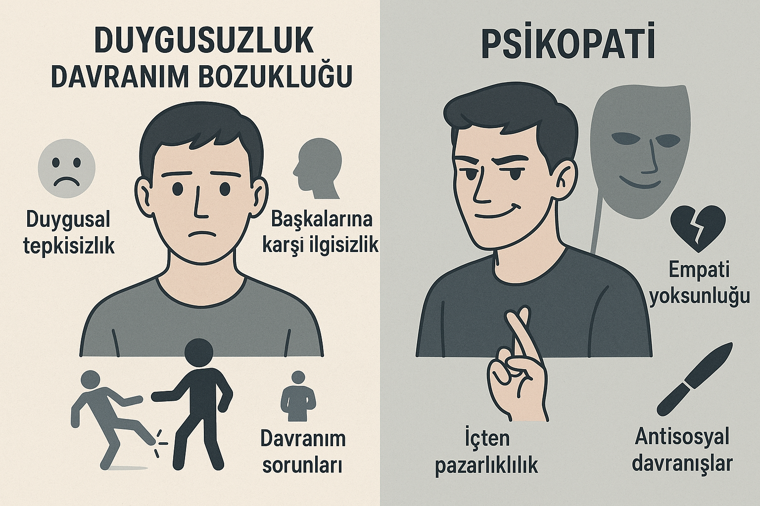 davranım bozukluğu ve psikopati = Duygusuzluk